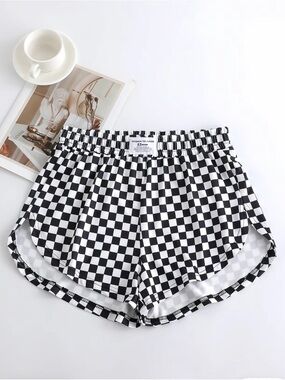 Women’s Checkered High Waist Casual Shorts
